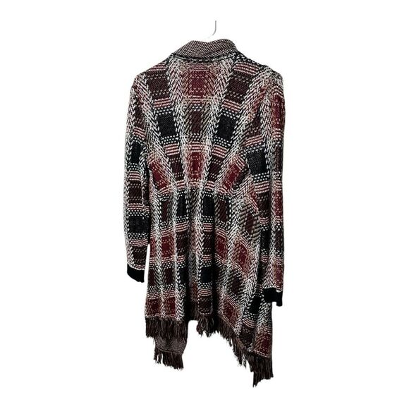 Signature I open front plaid cardigan size small fringe - Picture 3 of 8